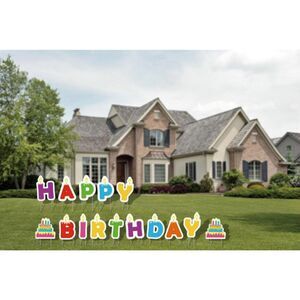 Happy Birthday Yard Signs with Metal Stakes, 17" Letters, Weather Resistant